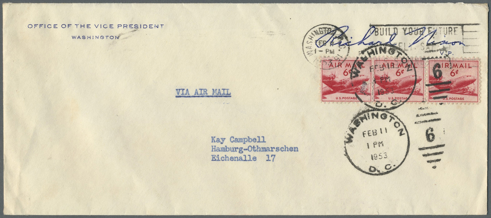 Br Thematik: Persönlichkeiten / Personalities: 1953, RICHARD NIXON, Envelope With Sender´s Address "OFFICE OF THE VICE P - Other & Unclassified