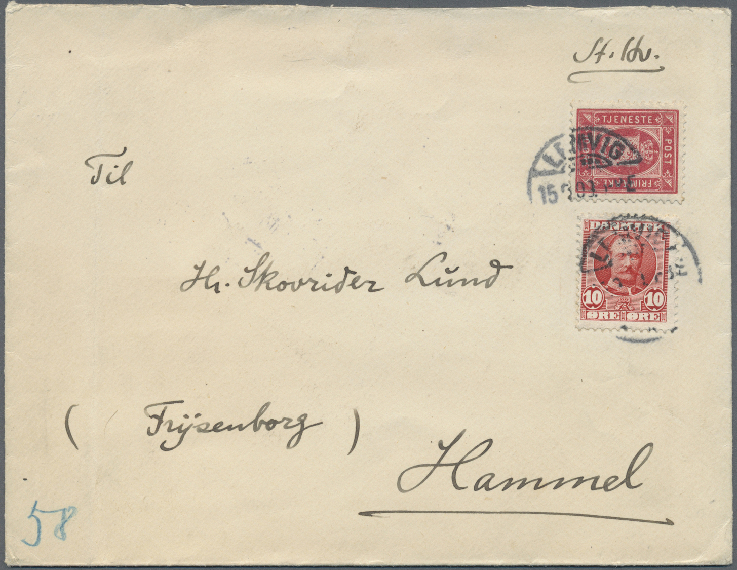 Br Dänemark - Dienstmarken: 1909 (15.9.), Commercial Cover With Mixed Usage Of Official Stamp 10öre Red In Combin - Officials