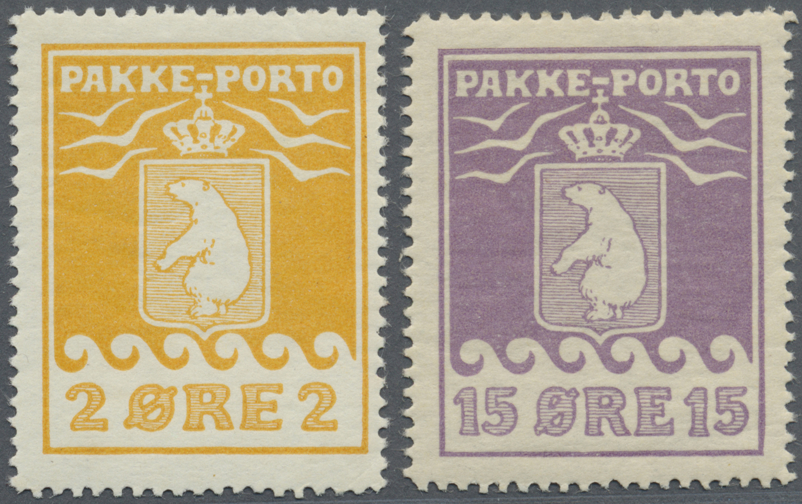 * Dänemark - Grönländisches Handelskontor: 1915, Paketmarken 'Thiele II' 2 Öre Gelb Und 15 Öre Violett Ungebrauc - Other & Unclassified