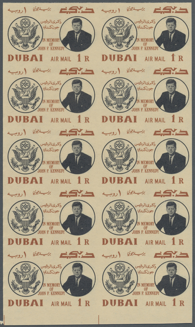 ** Thematik: Persönlichkeiten - Kennedy / Personalities - Kennedy: 1964, Dubai, 1r. "J.F.Kennedy" Imperf., Bottom Margin - Kennedy (John F.)