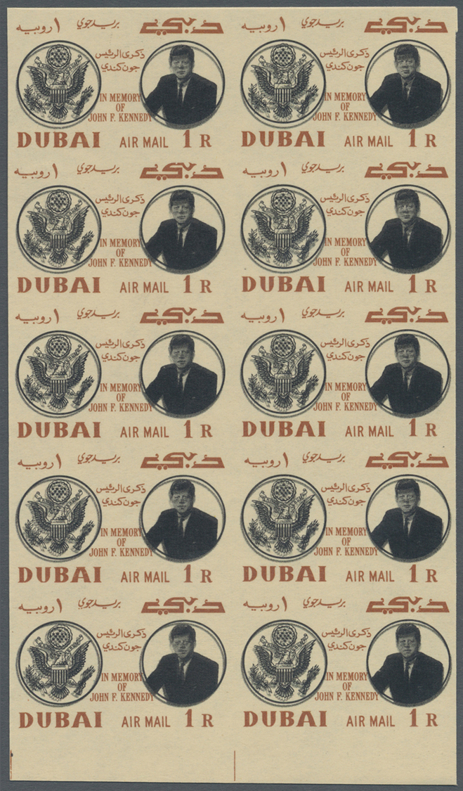 ** Thematik: Persönlichkeiten - Kennedy / Personalities - Kennedy: 1964, Dubai, 1r. "J.F.Kennedy" Imperf., Bottom Margin - Kennedy (John F.)