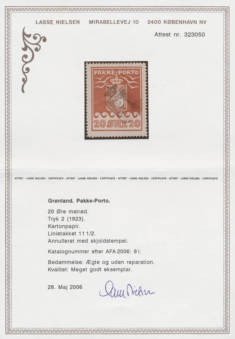 O Dänemark - Grönländisches Handelskontor: 1923, 20 Öre Mit Wappenstempel, FA Lasse Nielsen (2006): "Tryk 2 (192 - Other & Unclassified