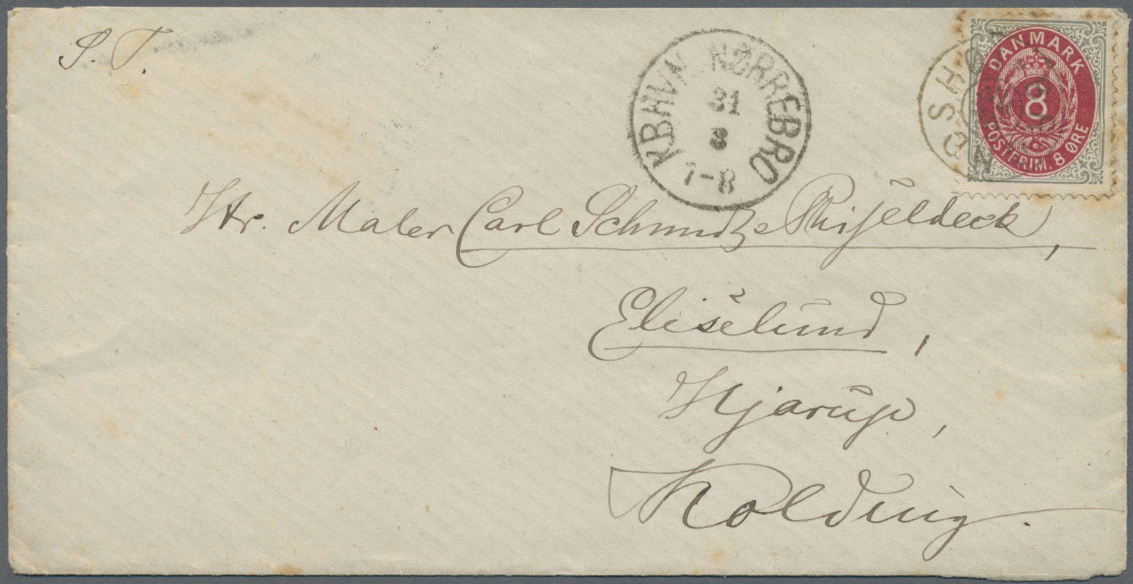 Br Dänemark - Stempel: BRØNDSHØI: 1880 (ca.), 8öre Grey/red Single Use On Small Cover Cancelled With Star Cancel - Franking Machines (EMA)