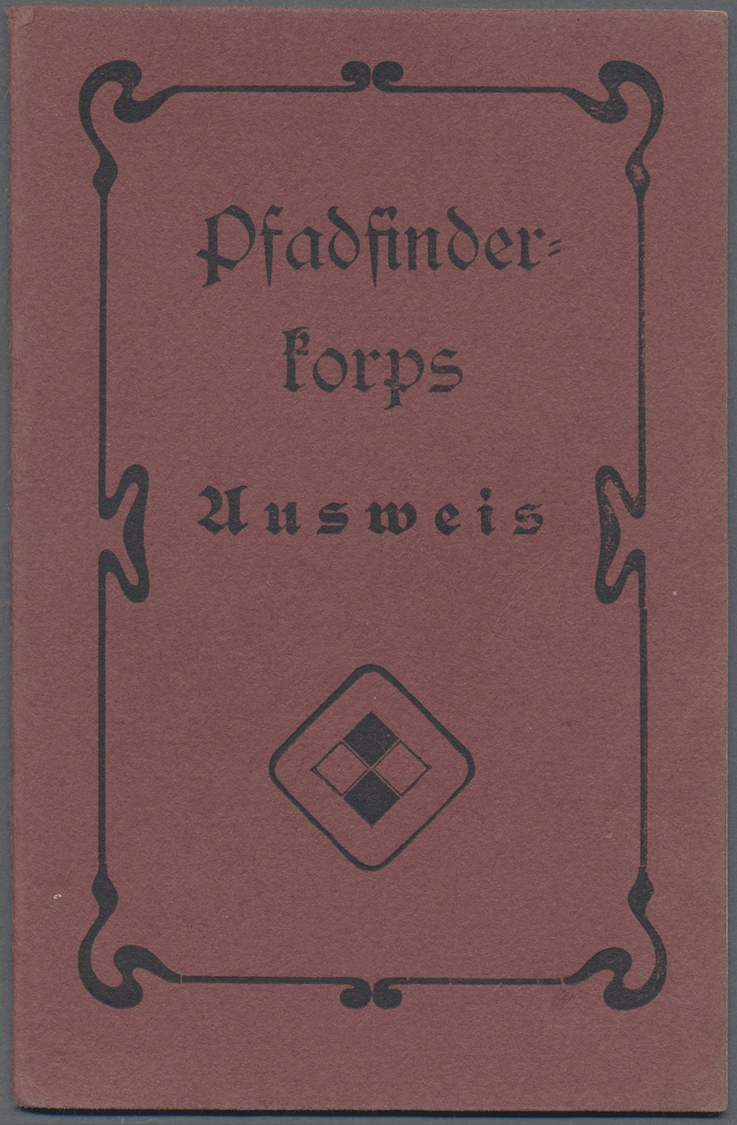 Thematik: Pfadfinder / Boy Scouts: Dokument Pfadfinder Korps Ausweis 1.WK Nachlass Des In Belgien Eingesetzten Pfadfinde - Other & Unclassified