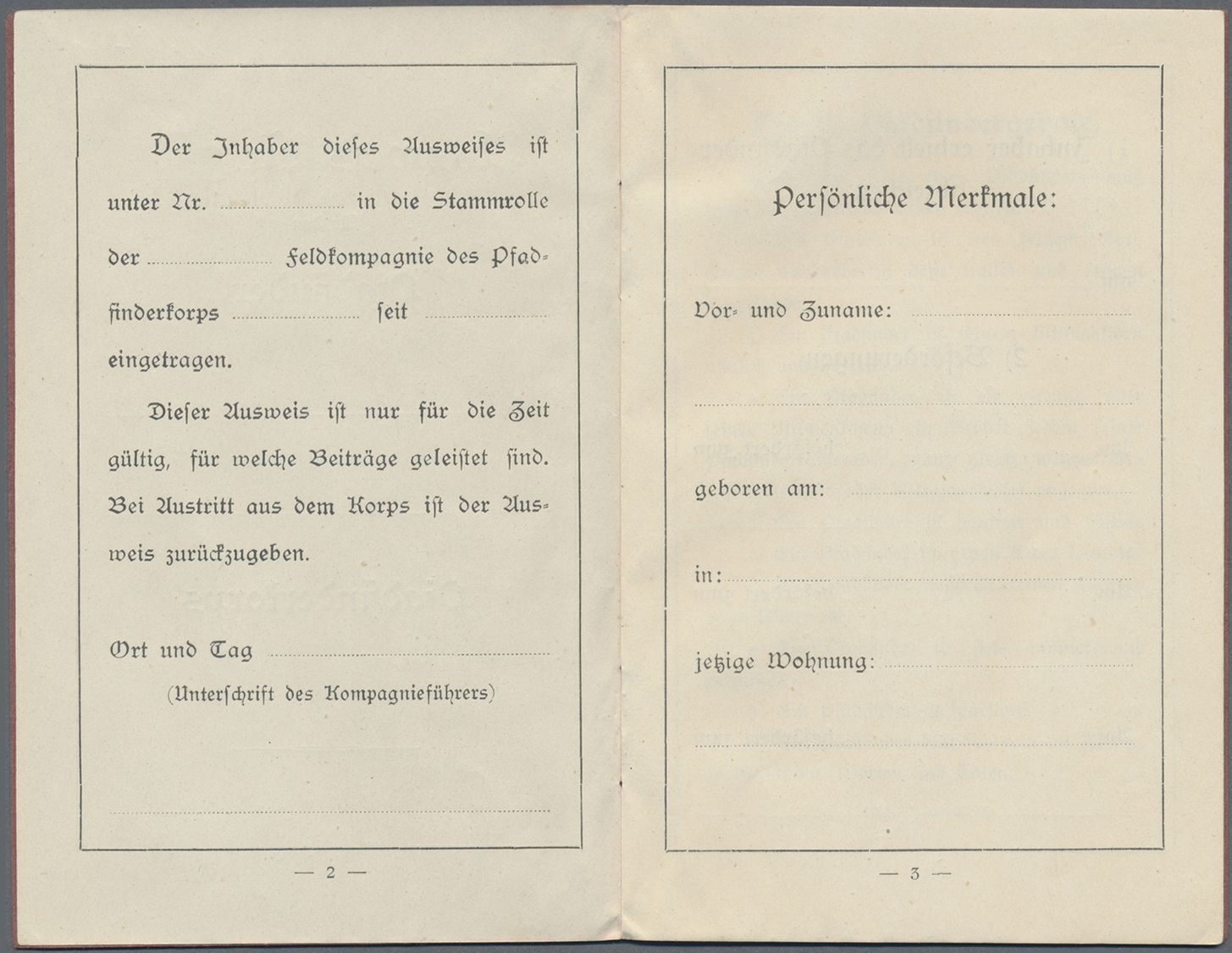 Thematik: Pfadfinder / Boy Scouts: Dokument Pfadfinder Korps Ausweis 1.WK Nachlass Des In Belgien Eingesetzten Pfadfinde - Other & Unclassified