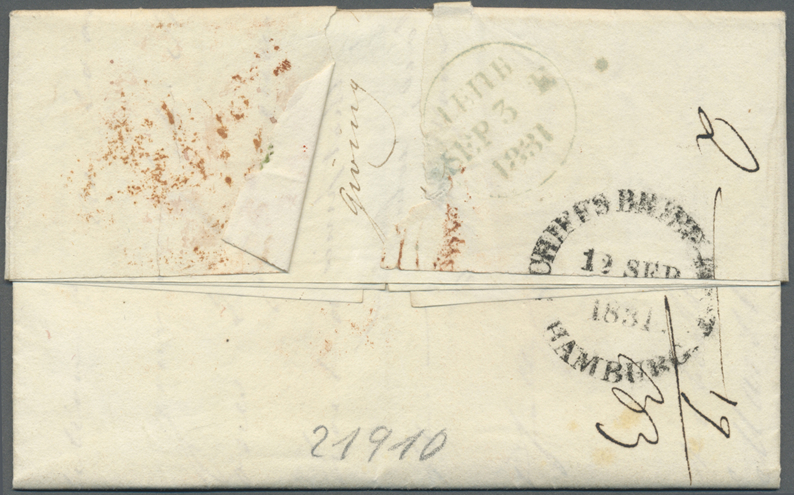 Br Dänemark - Besonderheiten: 1831, Ship Letter "Paid Leith" Per Steamer To Hamburg With Red Crowned Oval "SHIP L - Other & Unclassified
