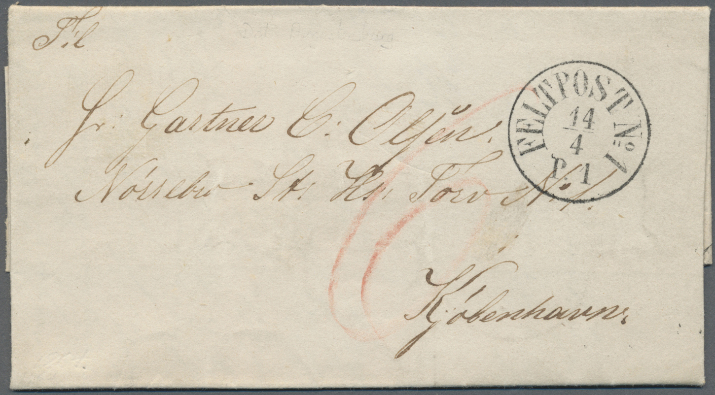 Br Dänemark - Besonderheiten: 1864, "FELTPOST No.1 14.4. P.1", Clear Strike On Folded Letter (dated Augustenburg) - Autres & Non Classés