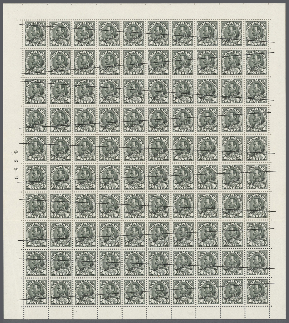 **/* Dänemark - Besonderheiten: 1934, Complete Proof Sheet (100 Stamps) For The Definitive Stamp 50 Ore King Christ - Other & Unclassified