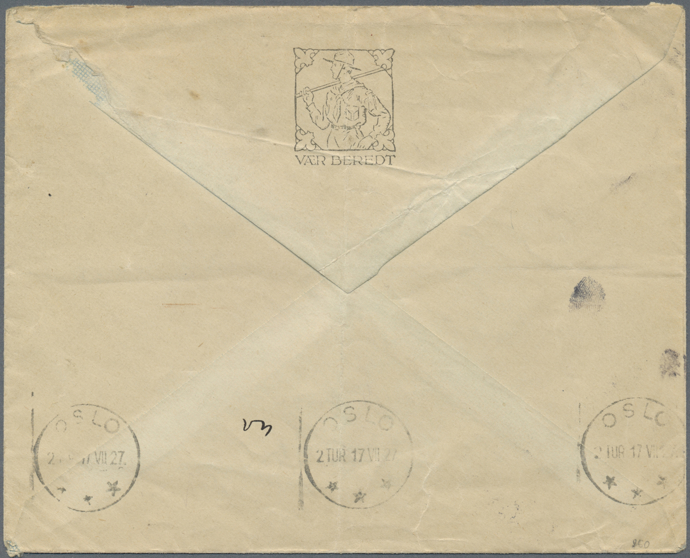 Br Thematik: Pfadfinder / Boy Scouts: 1927, Sweden. STOCKHOLM SCOUTLAGRET Boy Scout Cancel On Cover To Oslo (16.7.27). V - Other & Unclassified