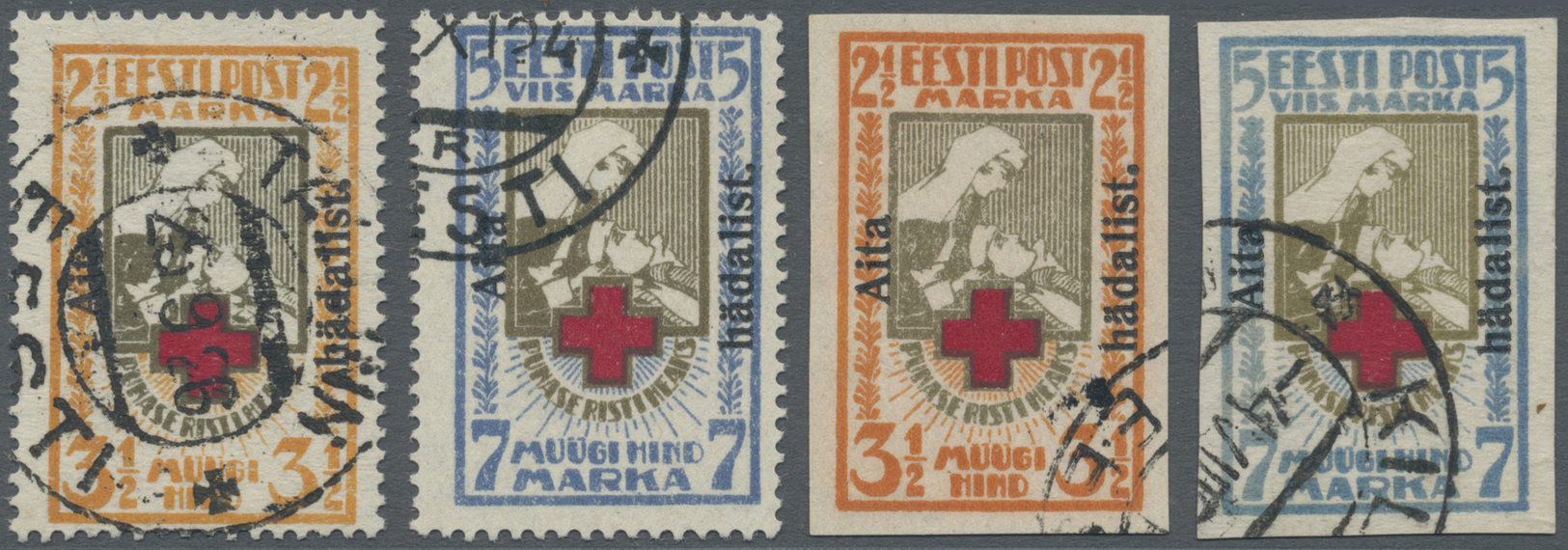 O Estland: 1923, Wohlfahrtsausgabe 'Rotes Kreuz': 2½ M Und 7 M Mit Aufdruck 'Aita Hädalist', Gezähnt Und Geschni - Estonia