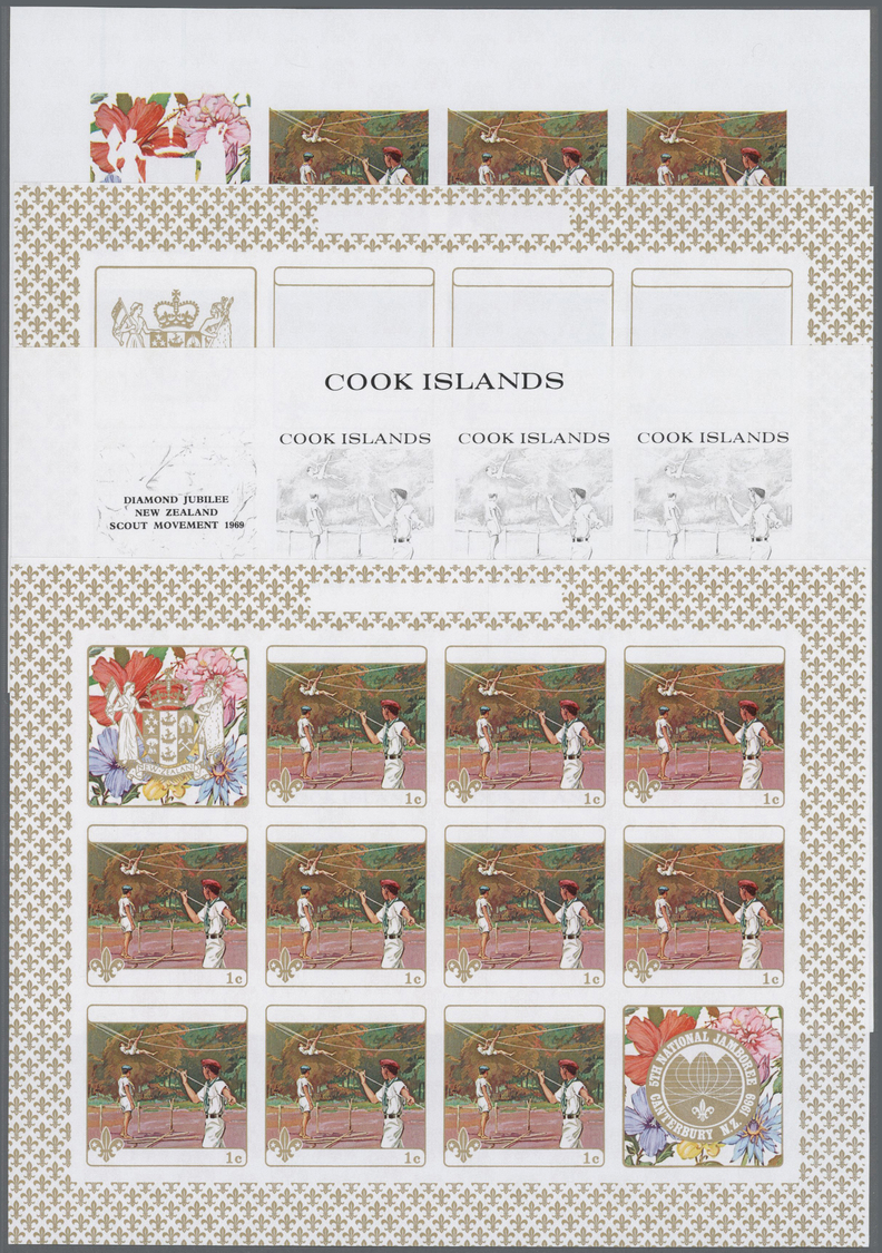 ** Thematik: Pfadfinder / Boy Scouts: 1969, Cook Islands. Imperforate, Progressive Proof (8 Phases) For The Miniature Sh - Other & Unclassified