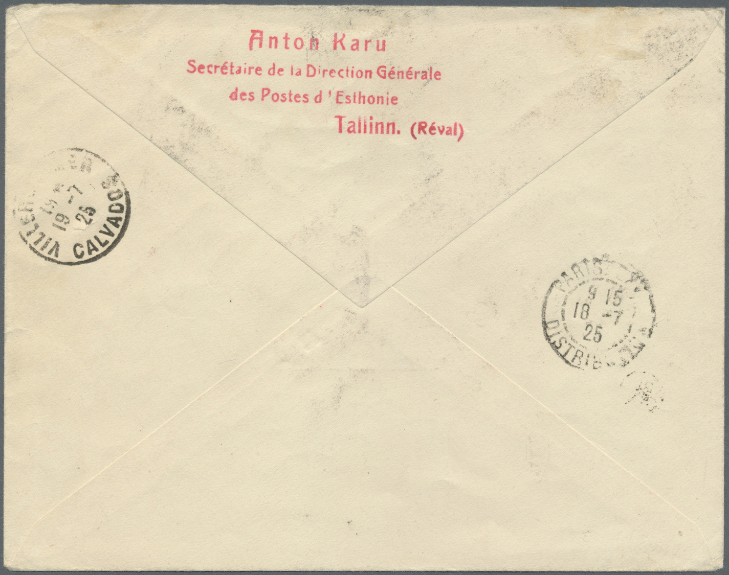 Estland: 1924, Triangular Airmail-stamps 5 M To 45 M + Supplement Stamps On First-Day-Envelope(!) Sent Registe - Estonie