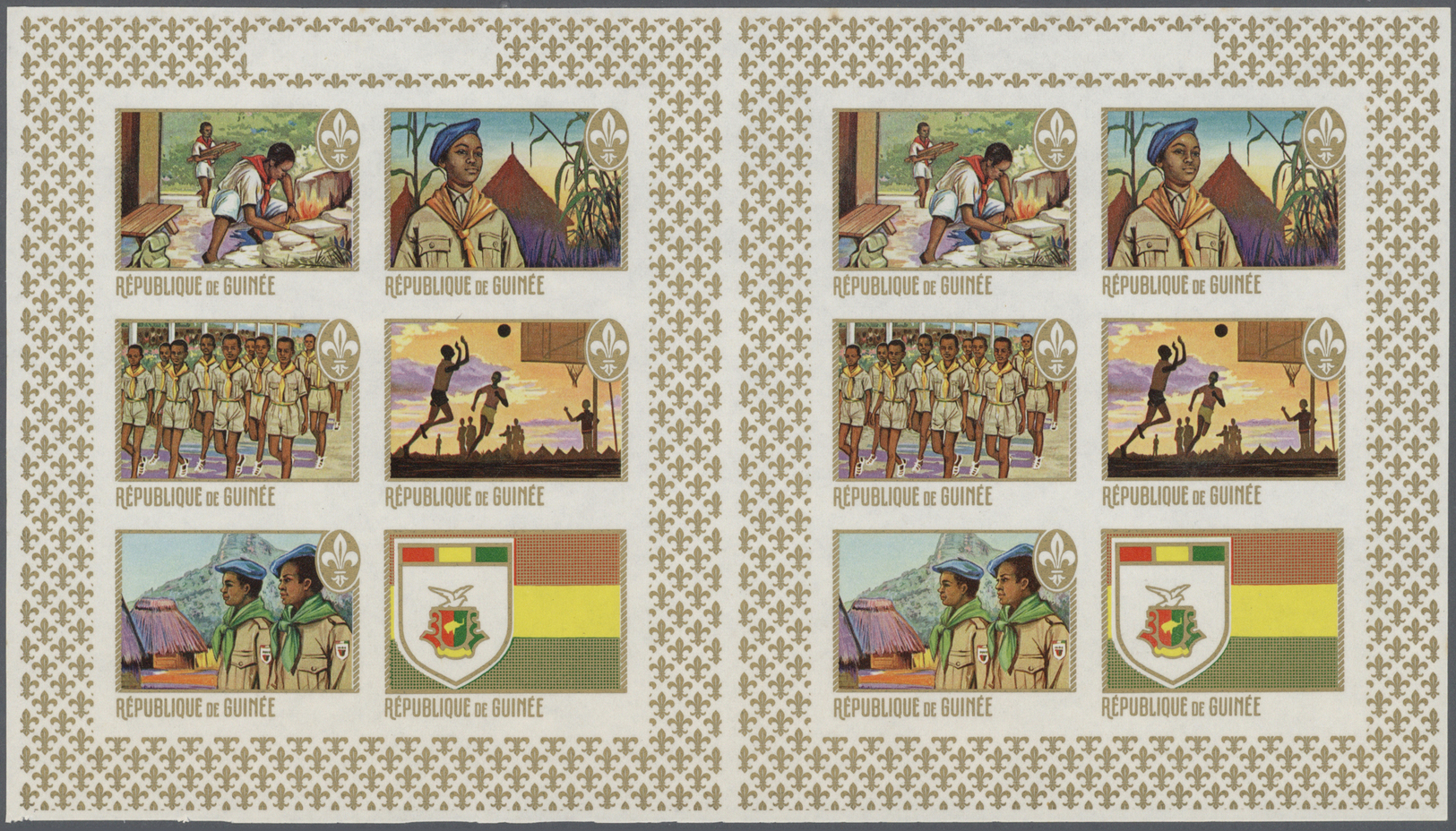 ** Thematik: Pfadfinder / Boy Scouts: 1969, SCOUTS IN GUINEA - 8 Items; Double Progressive Plate Proofs For The Souvenir - Other & Unclassified