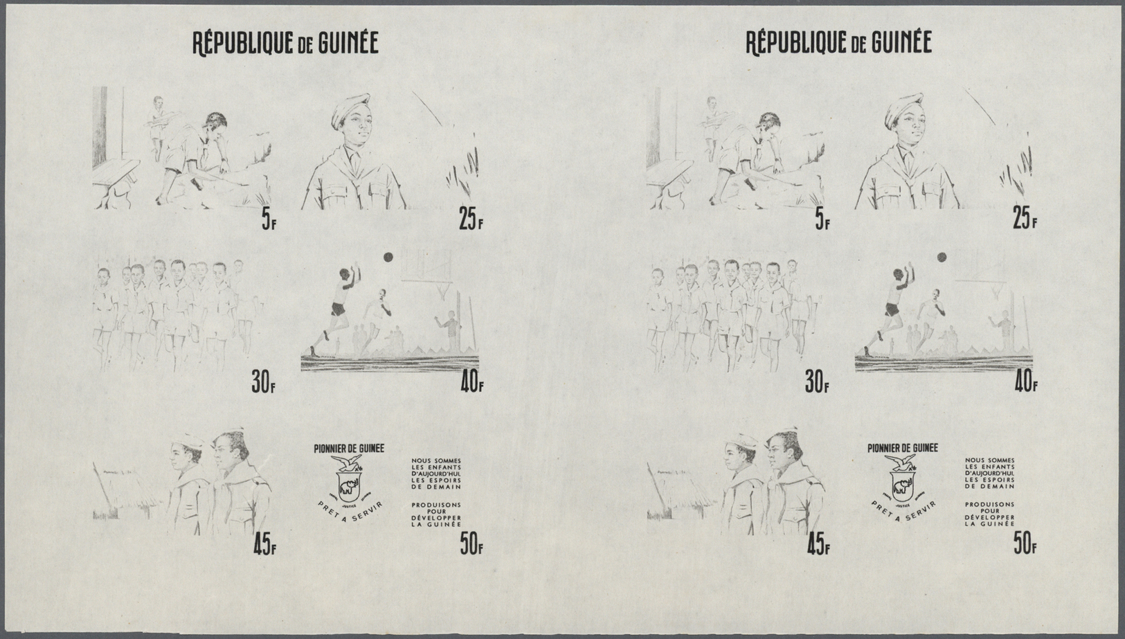 ** Thematik: Pfadfinder / Boy Scouts: 1969, SCOUTS IN GUINEA - 8 Items; Double Progressive Plate Proofs For The Souvenir - Other & Unclassified