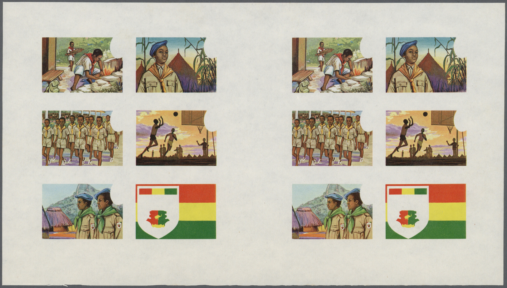** Thematik: Pfadfinder / Boy Scouts: 1969, SCOUTS IN GUINEA - 8 Items; Double Progressive Plate Proofs For The Souvenir - Other & Unclassified