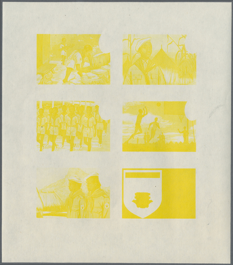 ** Thematik: Pfadfinder / Boy Scouts: 1969, SCOUTS IN GUINEA - 8 Items; Progressive Plate Proofs For The Souvenir Sheet, - Autres & Non Classés