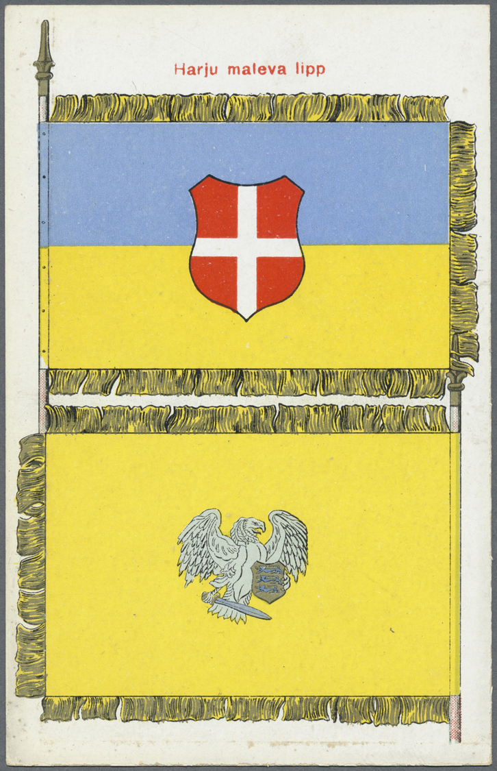 Estland - Besonderheiten: 1925. Picture postcard set of 15 unused cards showing the various flags of the Eston