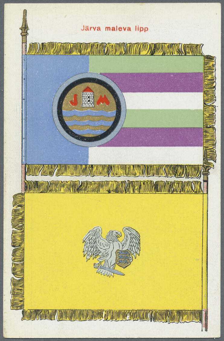 Estland - Besonderheiten: 1925. Picture postcard set of 15 unused cards showing the various flags of the Eston