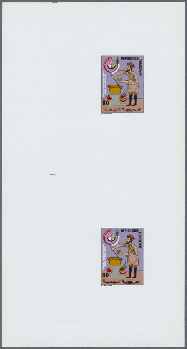 ** Thematik: Pharmazie / Pharmacy: 1982, Tunisia. Imperforate Proof In A Vertical DeLuxe-sheet Pair For The Issue "The 1 - Pharmacy