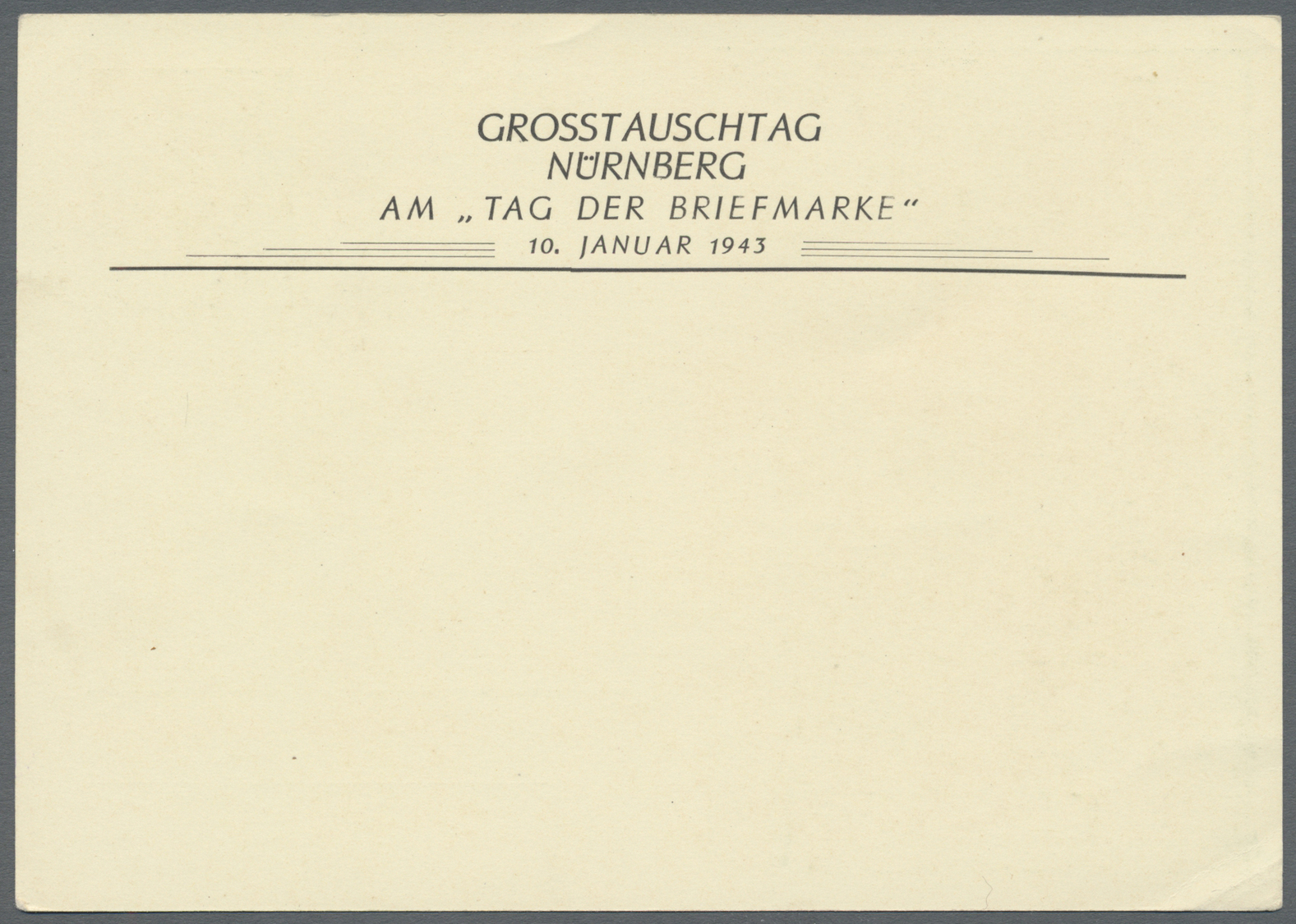 GA Thematik: Philatelie - Tag Der Briefmarke / Stamp Days: 1943, Dt. Reich. Privat-Postkarte Pf Posthorn "100 Jahre Brie - Stamp's Day