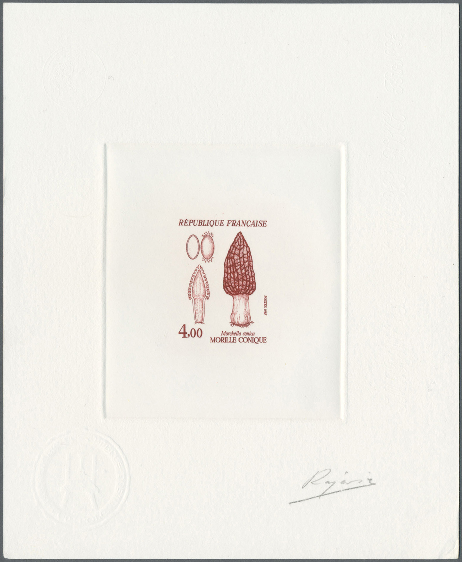 (*) Thematik: Pilze / mushrooms: 1987, France. Lot of 2 times 4 Epreuves d'artiste signée for the complete Mushrooms ser