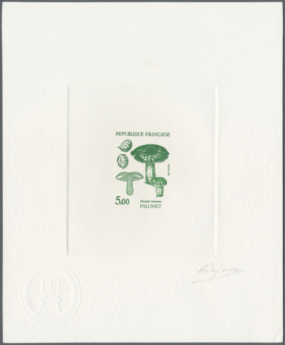 (*) Thematik: Pilze / mushrooms: 1987, France. Lot of 2 times 4 Epreuves d'artiste signée for the complete Mushrooms ser