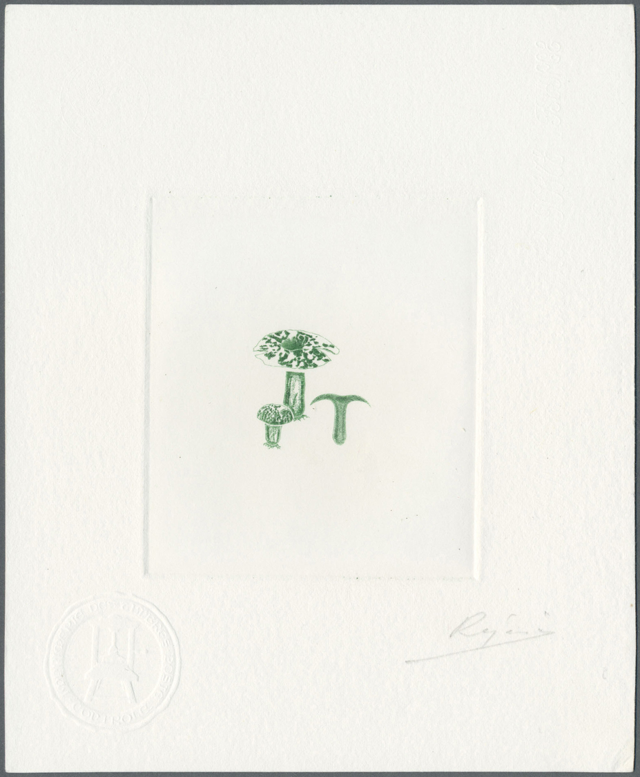 (*) Thematik: Pilze / mushrooms: 1987, France. Lot of 2 times 4 Epreuves d'artiste signée for the complete Mushrooms ser