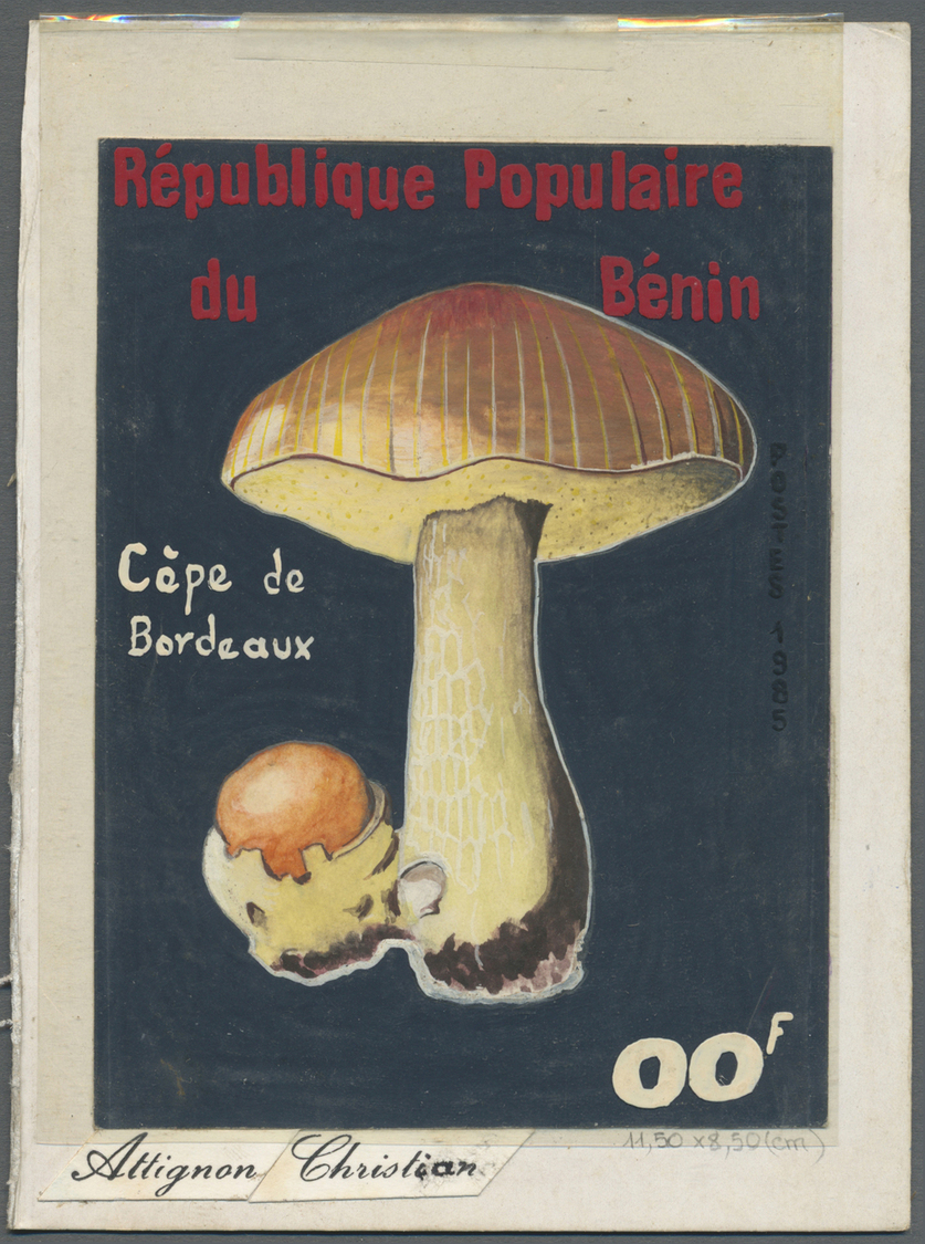 Thematik: Pilze / Mushrooms: 1985, Benin. Artwork For A Value Of The MUSHROOMS Series Showing A Non-issued Design "Cèpe - Mushrooms