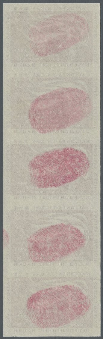 ** Thematik: Politik / Politics: 1957, UN New York. Imperforate, Vertical Strip Of 5 For The 3c Value Of The Issue "Huma - Unclassified