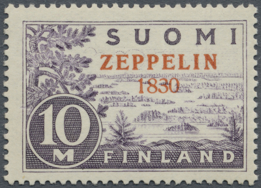 ** Finnland: 1930, Fahrt Von Luftschiff "Graf Zeppelin", Landschft 10 M Mit Rotem FEHLERHAFTEN Aufdruck "ZEPPELIN - Lettres & Documents