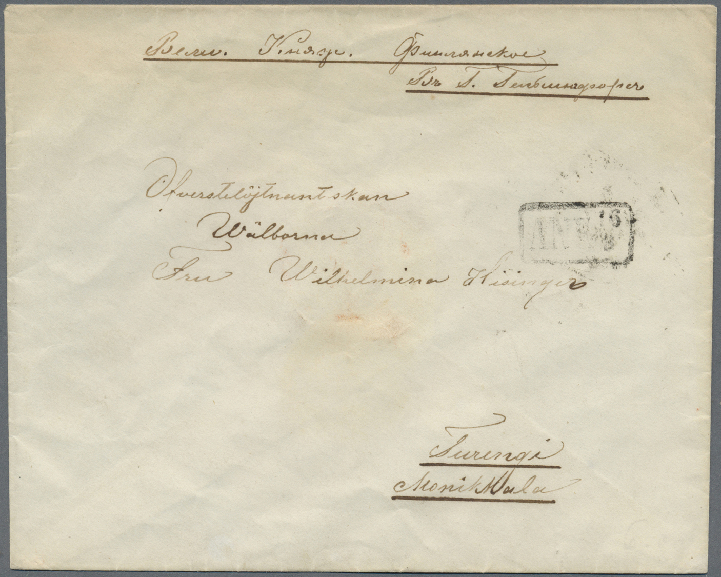 GA Finnland - Besonderheiten: Incoming Mail: 1856, Russia Postal Stationery Envelope Used ToTurengi Monikkala Wit - Other & Unclassified