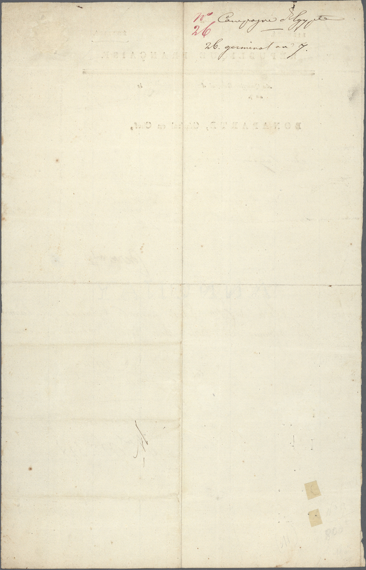 Br Frankreich - Vorphilatelie: 1798/99 Ägyptenfeldzug: Brief Mit Vordruck "RÉPUBLIQUE FRANCAISE ... BONAPARTE, Gé - 1792-1815: Dipartimenti Conquistati