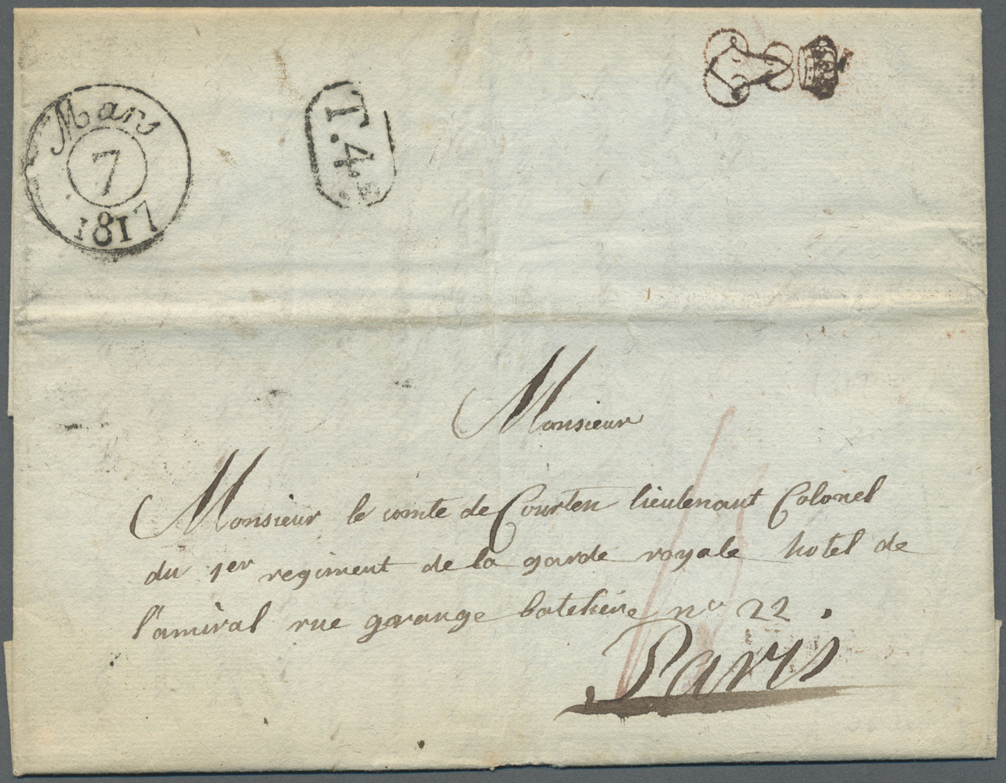 Br Frankreich - Vorphilatelie: 1817, (Feb. 23) Full Entire Letter From Fribourg To Paris Adressed To The Compte D - 1792-1815: Départements Conquis