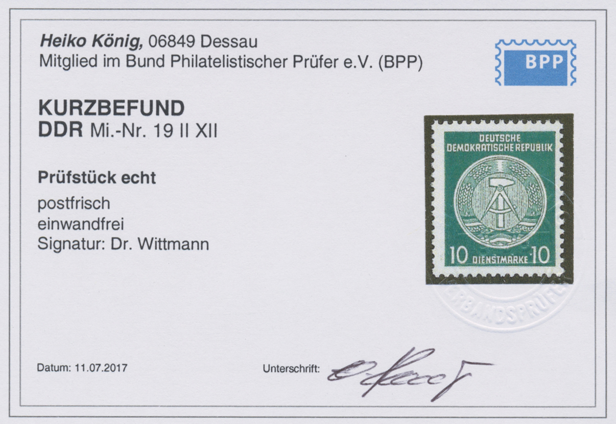 ** DDR - Dienstmarken A (Verwaltungspost B): 1954, Dienstmarken 5 Und 10 Pf Mit Wasserzeichen 2 X II, P - Altri & Non Classificati