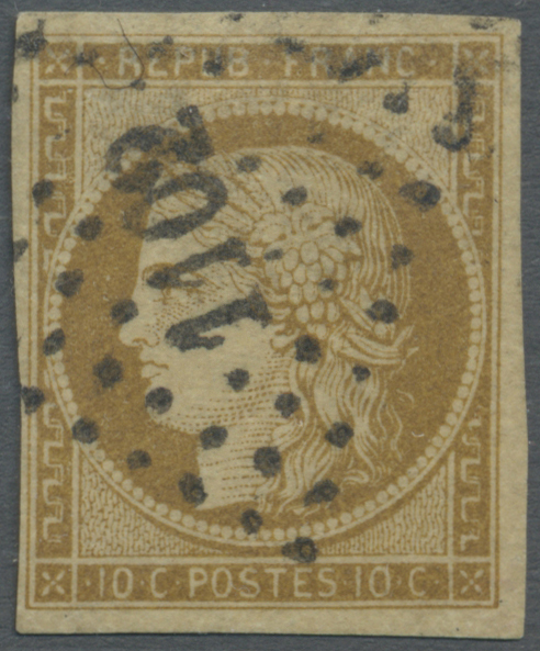 O Frankreich: Ceres 1849, 10 C. Gelbbraun, Vollrandiges Qualitätsstück - Used Stamps