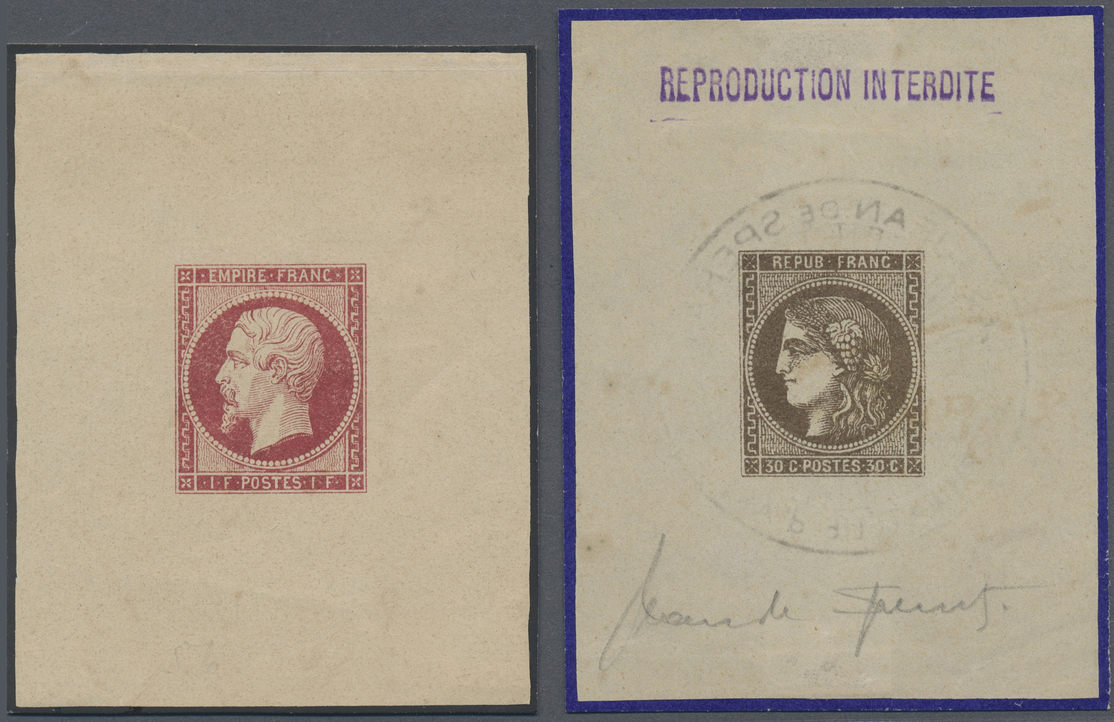 (*) Frankreich: 1850/1860 (ca.), Fünf Verschiedene Sperati-Reproduktionen In Blockform - Used Stamps