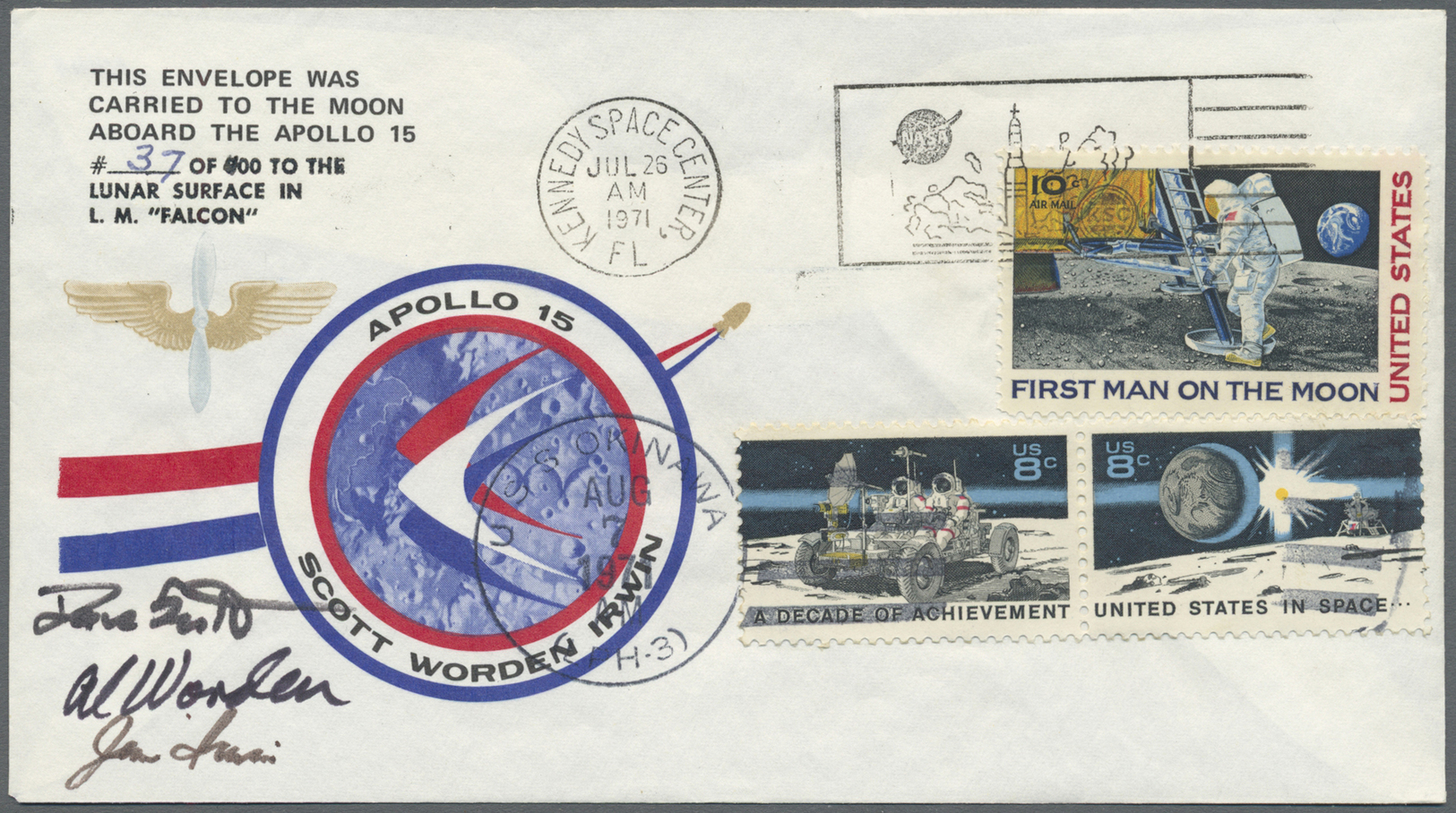 Br Thematik: Raumfahrt / Astronautics: 1971, THE-"Scott-Cover" USA, MOON COVER APOLLO 15, Envelope (#37) Carried To The  - Sonstige & Ohne Zuordnung