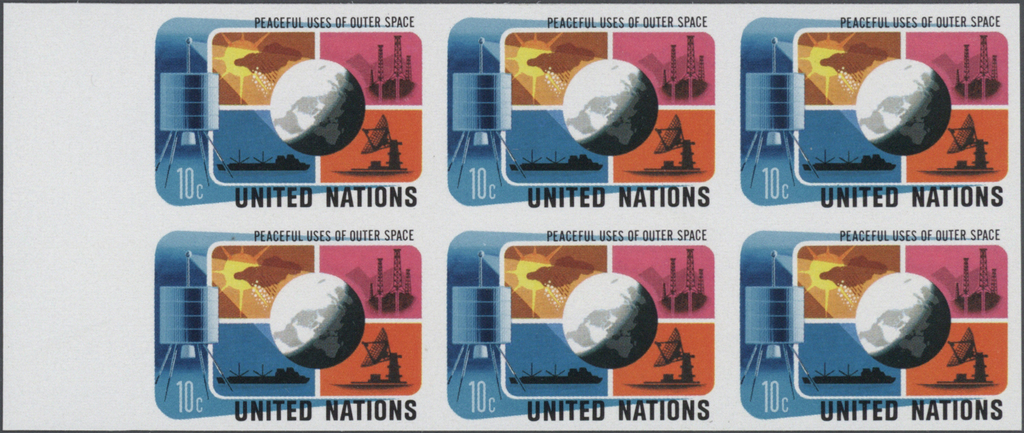 ** Thematik: Raumfahrt / Astronautics: 1975, UN New York. Imperforate Block Of 6 For The 10c Value Of The Issue "Peacefu - Other & Unclassified