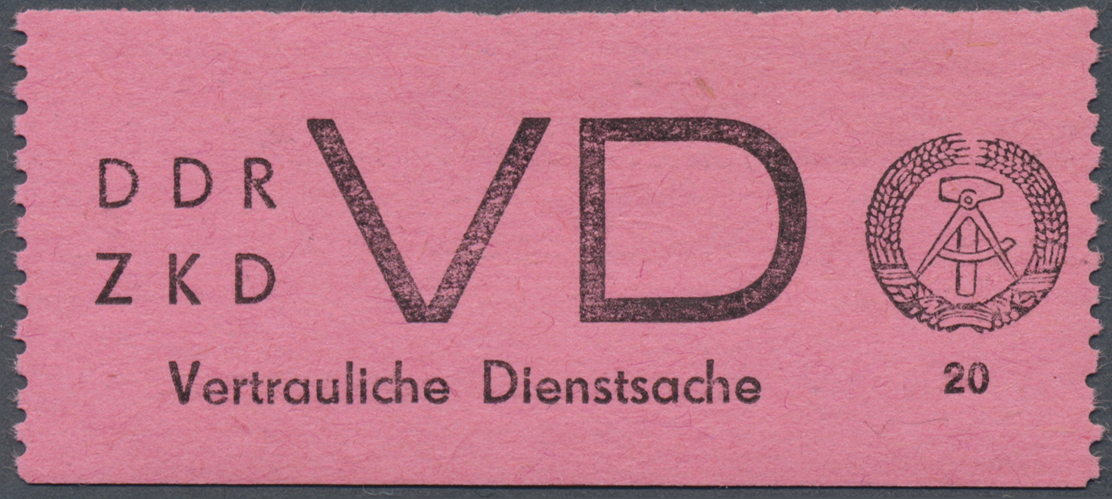 ** DDR - Dienstmarken D (Vertrauliche Dienstsachen): 1965, 20 Pfg. Schwarz Auf Helllilarosa, Postfrisch - Andere & Zonder Classificatie