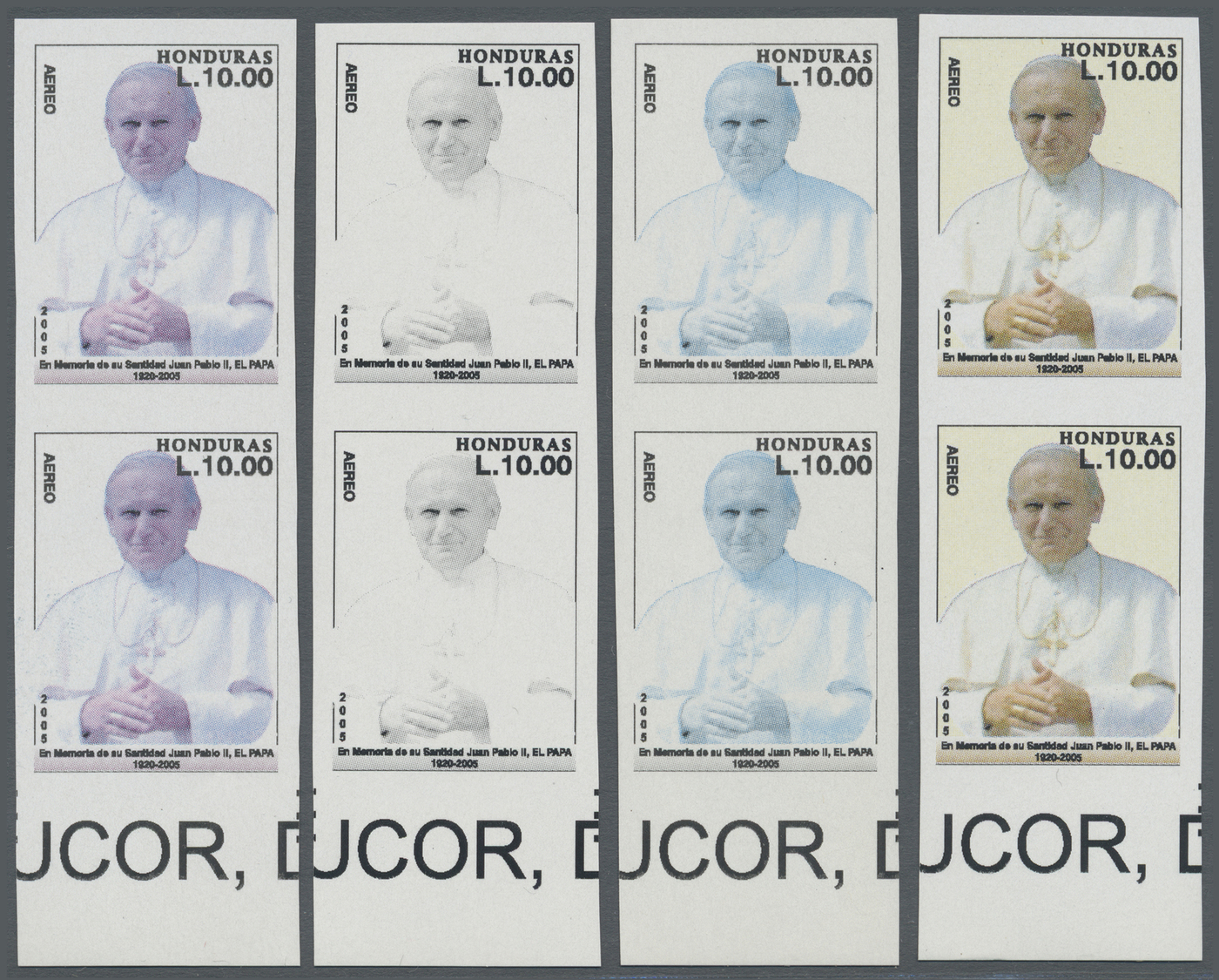 ** Thematik: Religion / Religion: 2005, 10.00 L And 15.00 L Papst Johannes Paul II. - 8 Pairs Progressive Color Proofs O - Other & Unclassified