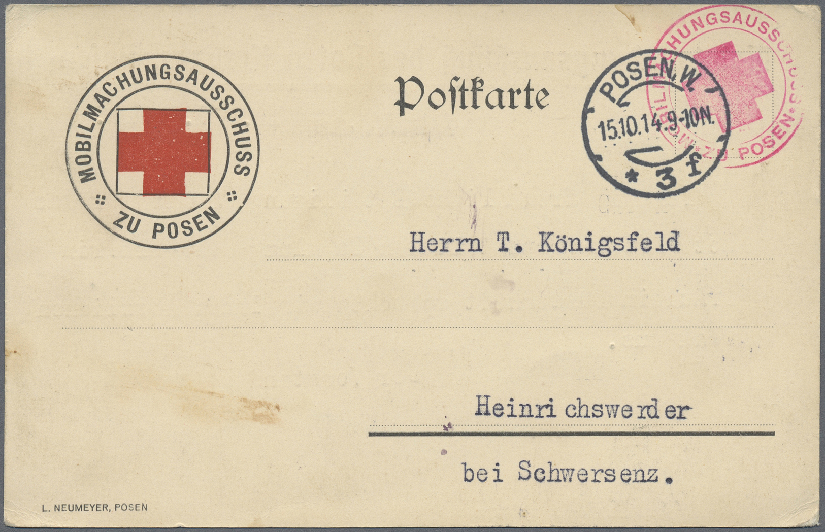 Br Thematik: Rotes Kreuz / Red Cross: 1914, Polen, Rote-Kreuz-Vordruckkarte "Mobilmachungs-Ausschuß Des Roten Kreuzes Po - Croix-Rouge