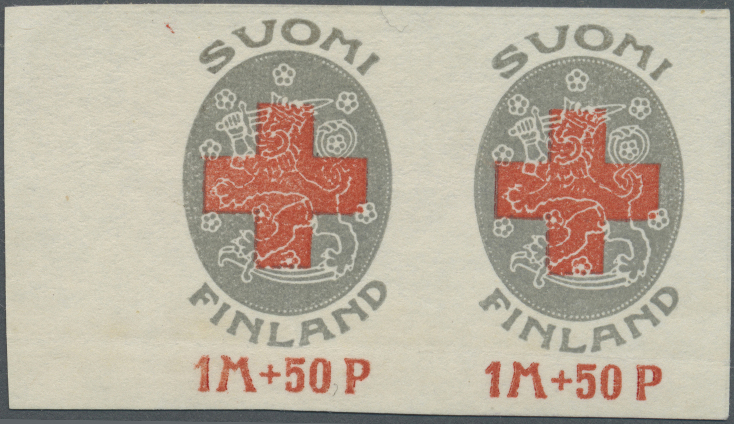 ** Thematik: Rotes Kreuz / Red Cross: 1922, Finnland. Rotes Kreuz 1M+50P Als Ungezähntes, Waagrechtes SR-Paar, Postfrisc - Croce Rossa