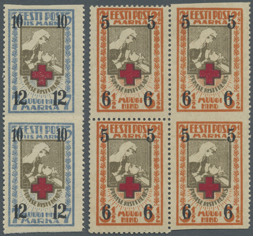 **/* Thematik: Rotes Kreuz / Red Cross: 1926, Estland. Lot Rot-Kreuz-Marken "Schwester Pflegt Verwundeten" Überdruckausg - Red Cross