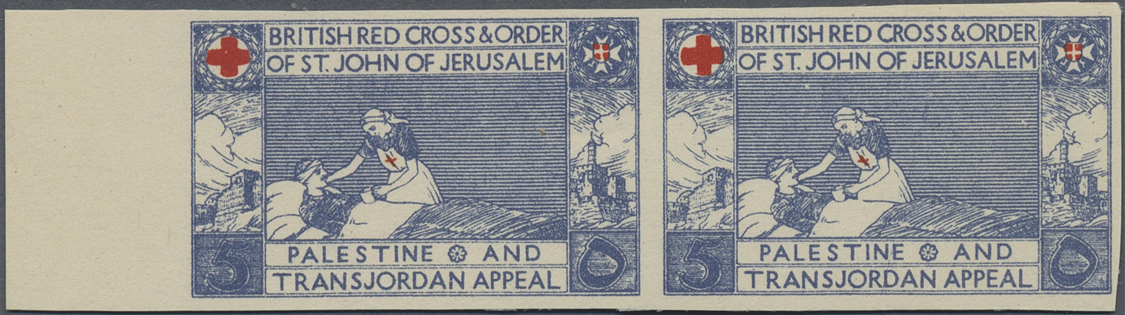 ** Thematik: Rotes Kreuz / Red Cross: 1940 Ca., British Red Cross And Order Of St. John Of Jerusalem 5 M. Blue Red Imper - Red Cross