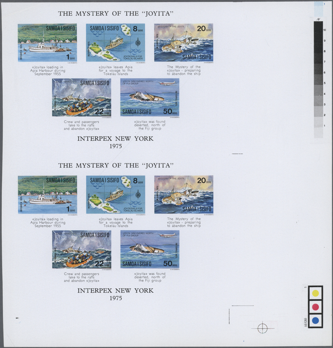 ** Thematik: Schiffe / Ships: 1975, Samoa Interpex New York Souvenir Sheet, Imperforated Collective Proof With Vertical  - Ships