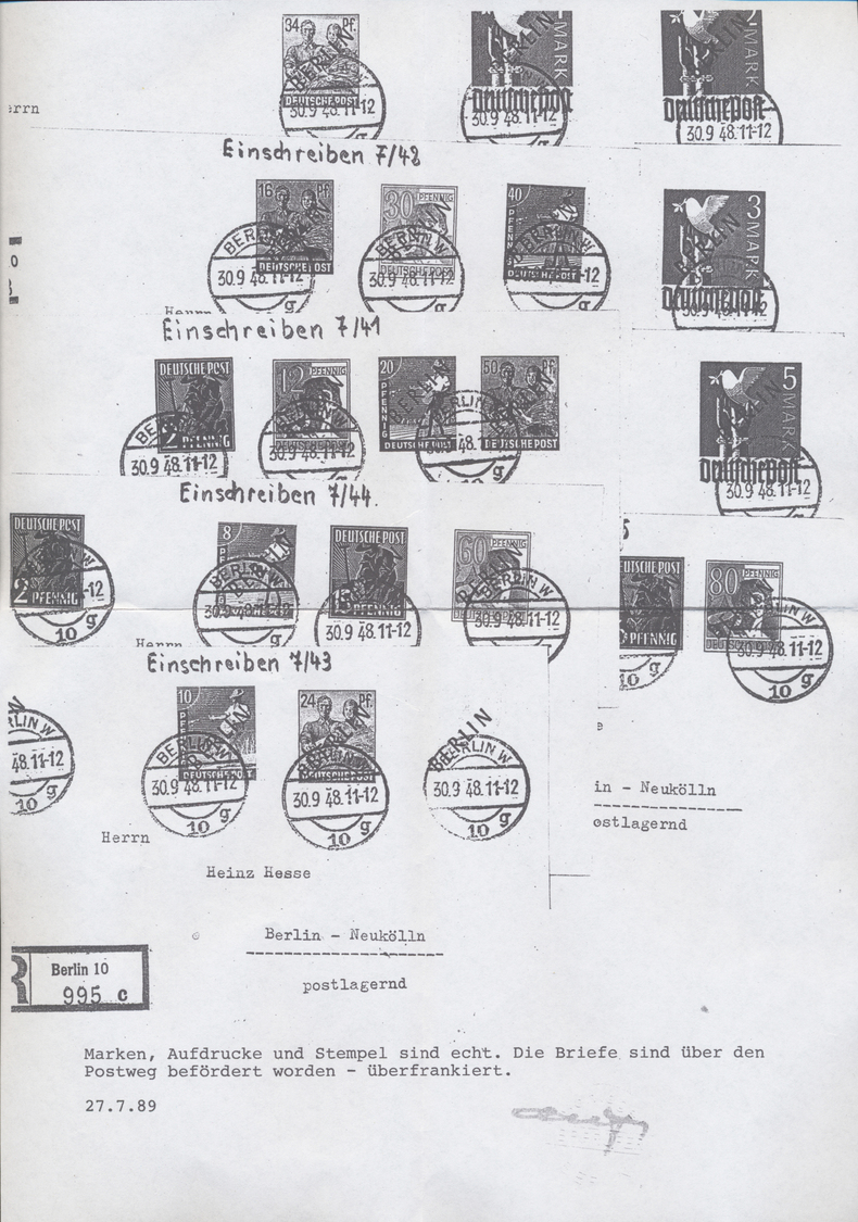 Br Berlin: 1948, 2 Mark Schwarzaufdruck Als Einzelfrankatur Auf überfrankiertem R-Brief Ab BERLIN 10. A - Autres & Non Classés