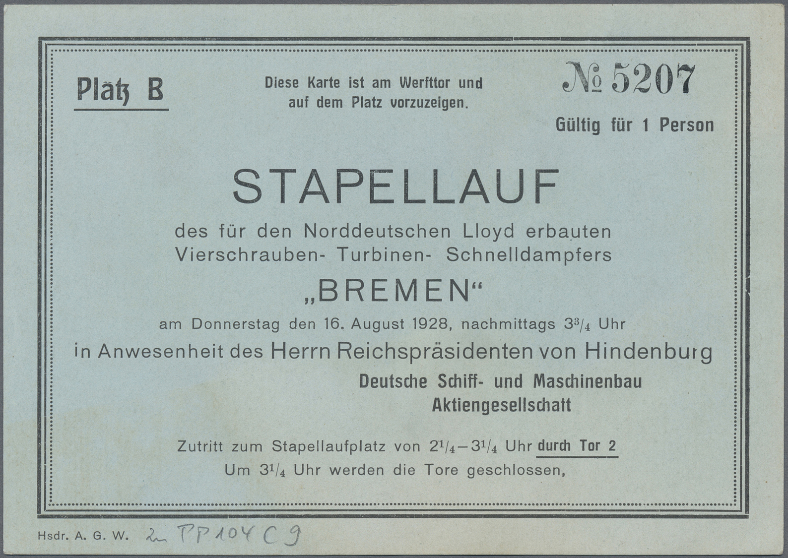 GA Thematik: Schiffe-Passagierschiffe / Ships-passenger Ships: 1928, STAPELLAUF Des Schnelldampfers "BREMEN", Privatpost - Ships