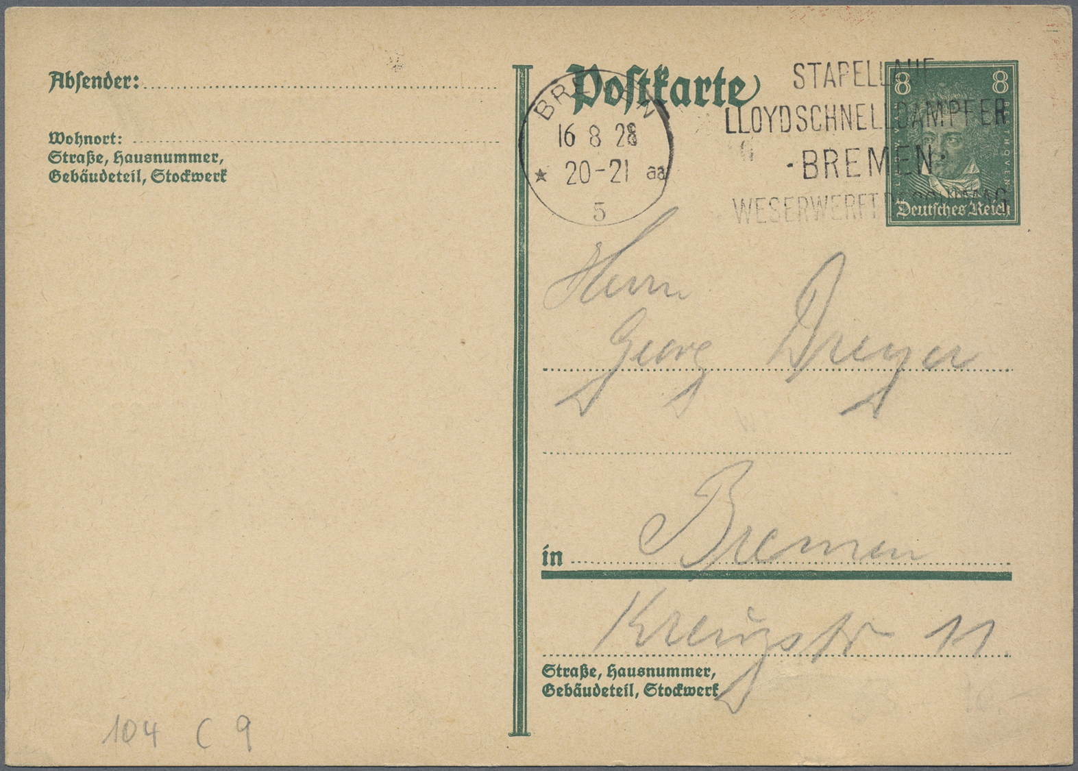 GA Thematik: Schiffe-Passagierschiffe / Ships-passenger Ships: 1928, STAPELLAUF Des Schnelldampfers "BREMEN", Privatpost - Ships