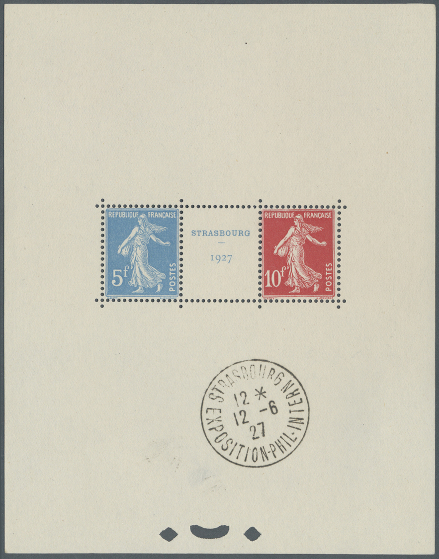 O Frankreich: 1927, Blockausgabe Zur Briefmarkenausstellung Straßburg, Format 105 X 139 Mm, In Gestempelter Erha - Oblitérés