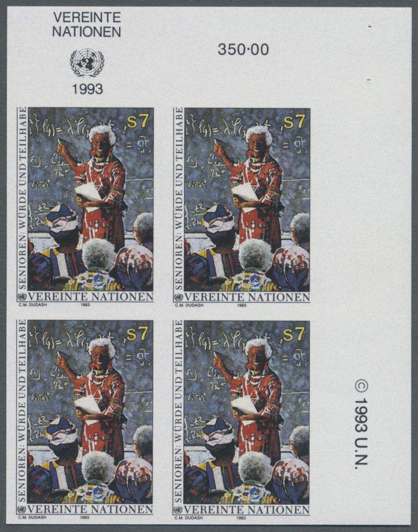 ** Thematik: Schulen, Ausbildung / Schools, Education: 1993, UN Vienna. Imperforate Corner Block Of 4 For The 7s Value O - Other & Unclassified